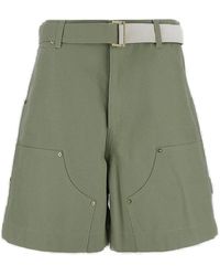 Sacai - X Carhartt Wip Logo Patch Belted Waist Shorts - Lyst