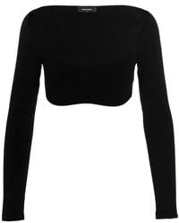 DSquared² - Cropped Square-neck Knitted Top - Lyst