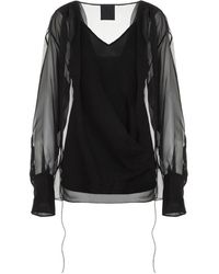 Givenchy - Elegant Silk Shirt With Draped Details And Balloon Long Sleeves - Lyst