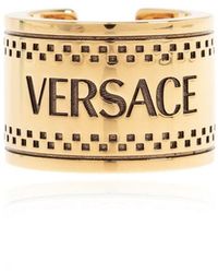Versace - Brass Ring With Logo, - Lyst