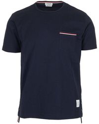 Thom Browne Ss Pocket Cotton T-shirt - Blue