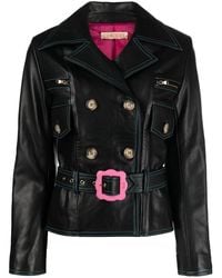 Cormio - Florence Double Breasted Belted Leather Jacket - Lyst
