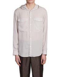 Emporio Armani - Semi-sheer Hooded Buttoned Shirt - Lyst
