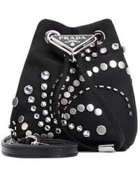Prada - Stud-Embellished Drawstring Bucket Bag - Lyst