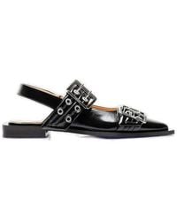 Ganni - Faux-Leather Slingback Flats - Lyst