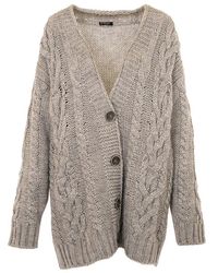 Liu Jo - Cable Knit V-Neck Cardigan - Lyst