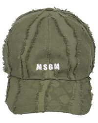 MSGM - Ripped Detailed Logo Embroidered Baseball Cap - Lyst