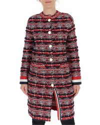 Thom Browne Rwb Oversized Tweed Coat - Red
