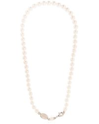DSquared² - Logo Charm Pearl Necklace - Lyst