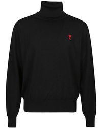 Ami Paris - Paris Logo Embroidered Knitted Jumper - Lyst