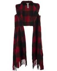 Woolrich - Checked Fringed Knit Cape Scarf - Lyst