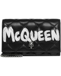 Alexander McQueen Graffiti Logo Quilted Crossbody Bag - Black