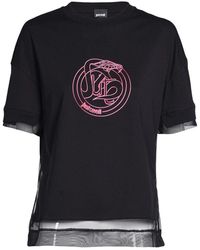 Dames Kleding voor voor Tops voor T-shirts Just Cavalli T-shirt Met Logo in het Zwart 