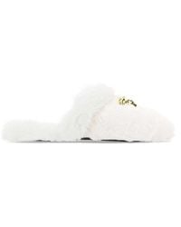 Versace - White Eco Fur Palazzo Slippers - Lyst