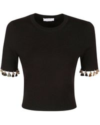 Rabanne - Charm-trim Short Sleeved Cropped T-shirt - Lyst