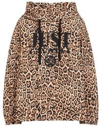 Just Cavalli Sweatshirt Leopard Printed Drawstring Hoodie - Multicolour