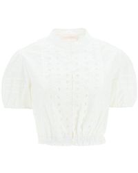 See By Chloé - Organic Cotton Short Sleeve Cropped Blouse - Lyst