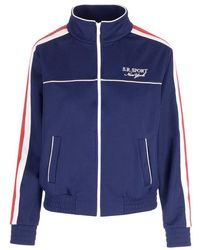 Sporty & Rich - Logo Embroidered Zip-up Jacket - Lyst