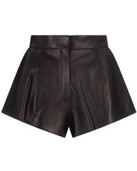 Alexander McQueen - High Waist Shorts In Leather - Lyst