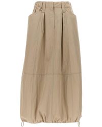 Brunello Cucinelli - Drawstring Skirt At The Hem Skirts - Lyst