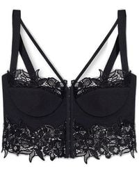 Versace - Floral Lace-detailed Sleeveless Corset Top - Lyst