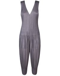 Issey Miyake - Pleated V-neck Jumpsuit - Lyst