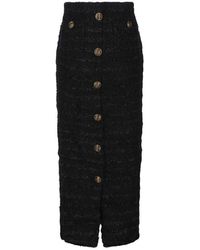 Balenciaga - Buttoned Tweed Skirt - Lyst