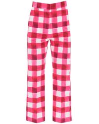 MSGM - Checkered Trousers - Lyst