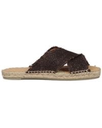Castañer - Palmera Glittered Fringed Espadrille Slides - Lyst