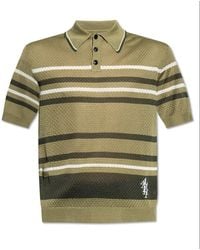Amiri - Striped Logo Embroidered Polo Shirt - Lyst