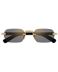 Cartier Rectangular Rimless Sunglasses - Metallic