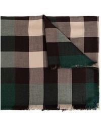 Burberry - Check-printed Frayed-edge Scarf - Lyst
