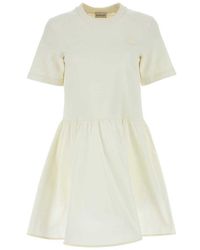 Moncler - Ivory Cotton Mni Dress - Lyst