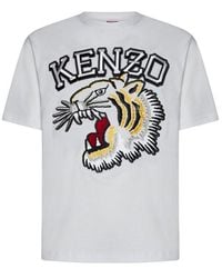 KENZO - Logo Embroidered Crewneck T-Shirt - Lyst