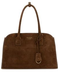 Prada - Suede Medium Shopping Bag - Lyst