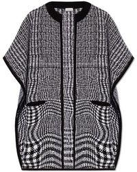 Burberry - Short-sleeved Houndstooth-pattern Crewneck Cape - Lyst