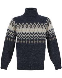 Brunello Cucinelli - High Neck Patterned Intarsia-knit Sweater - Lyst