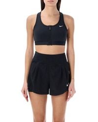 Nike - Swoosh Front Zipped Medium-support Sports Bra - Lyst