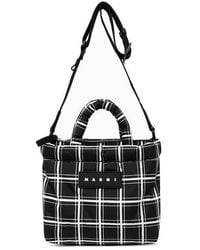 Marni - Checkered Logo Patch Shoulder Bag - Lyst