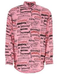 Balenciaga - Printed Viscose Oversize Shirt - Lyst