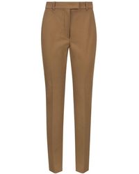 Max Mara Studio Cotton Straight Leg Pants in Brown Womens Clothing Trousers Slacks and Chinos Straight-leg trousers 