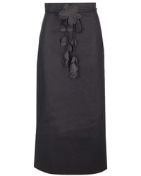 Zimmermann - Floral-Detailed Drawstring Midi Skirt - Lyst