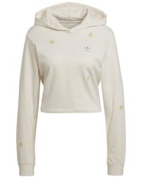 adidas Originals Floral Embroidered Cropped Hoodie - White
