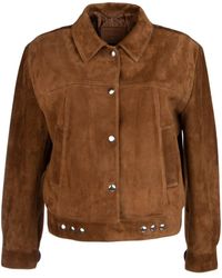 Prada Buttoned Leather Jacket - Brown