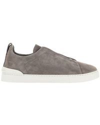 ZEGNA - Suede Triple Stitch Sneakers - Lyst