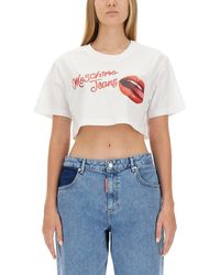 Moschino - Logo Printed Cropped Top - Lyst