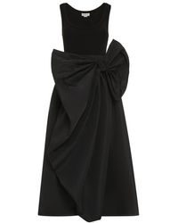 Alexander McQueen - Bow-embellished Scoop-neck Stretch-cotton Midi Dress - Lyst