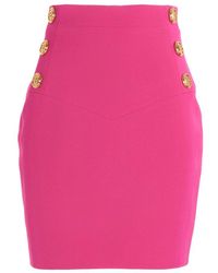 Balmain Logo Button Mini Skirt - Pink