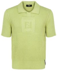 Fendi Short Sleeved Polo Shirt Sweater - Green