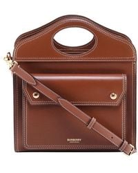 Burberry - Mini Topstitched Leather Pocket Bag - Lyst